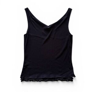 The Limited layered mesh lettuce edge tank top